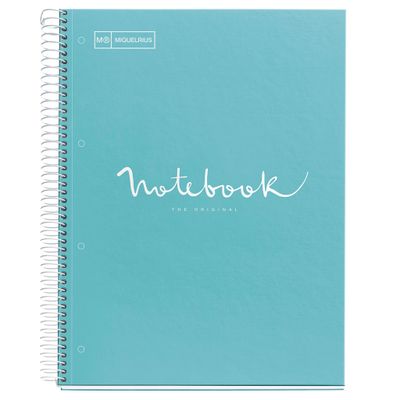 Notebook Emotions, couverture rigide, A4, quadrillage 5x5 mm, 80 feuilles de 1 couleur, Miquelrius, Bleu ciel.
