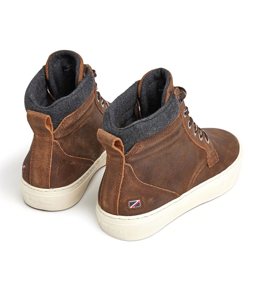 Tênis Pepe Jeans Yogi Boot em couro marrom escuro