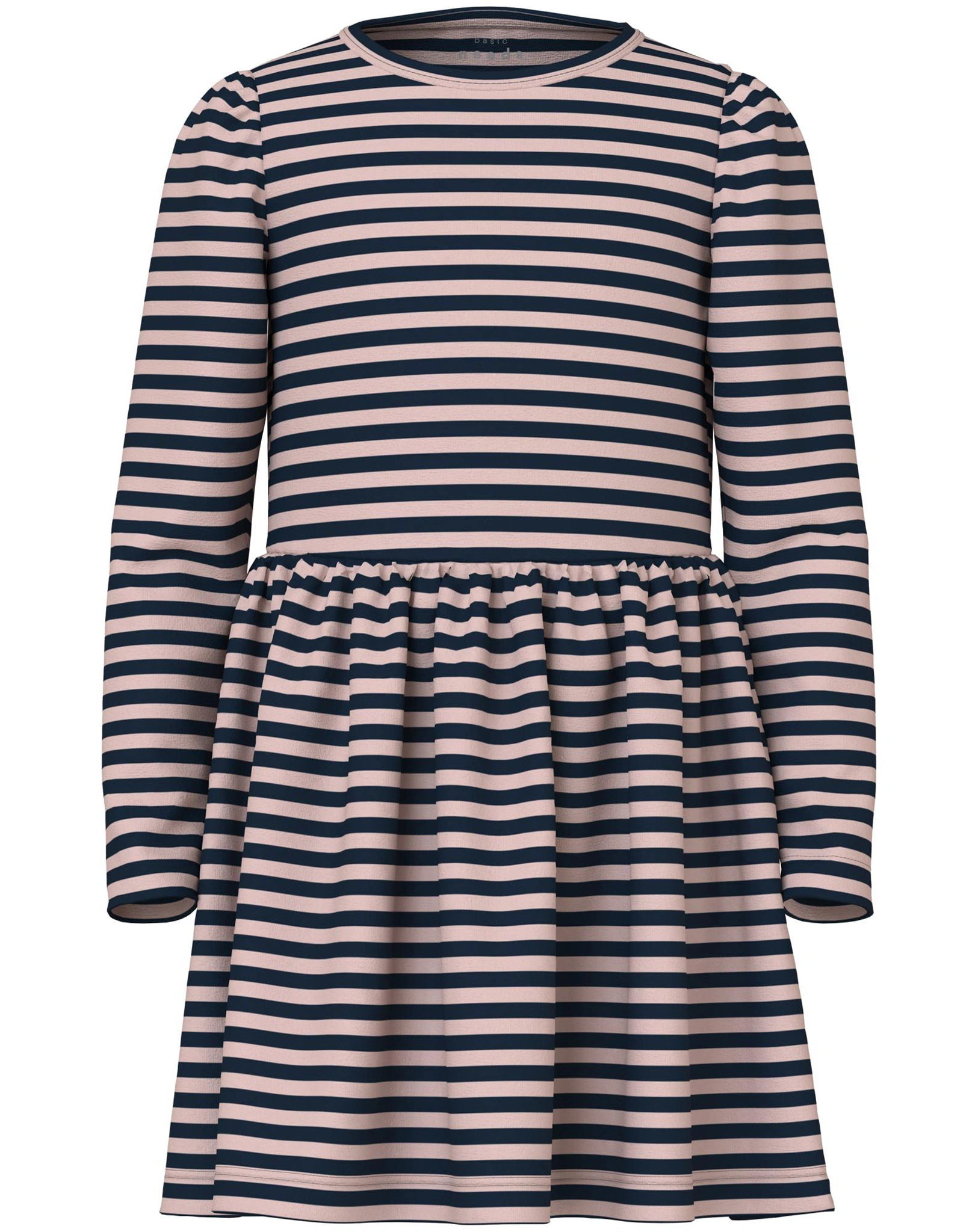 Langarm-Kleid NMFVALENTINA STRIPES in rosa/schwarz