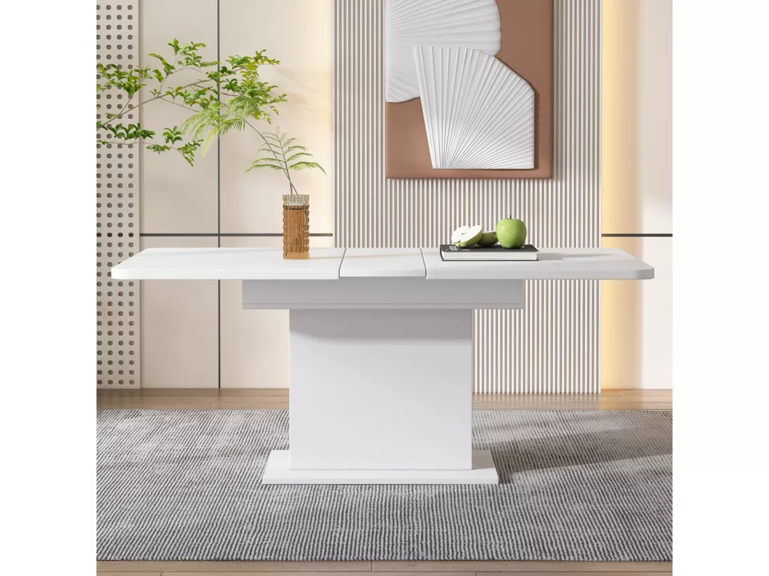 Ensemble table à manger + 6 chaises Sherpa - extensible 6 à 8 personnes - avec 6 niches - Panneaux de particules - 130x70cm