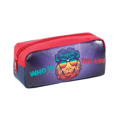 Trousse rectangulaire Funny Lion - 1 compartiment - rouge - Viquel