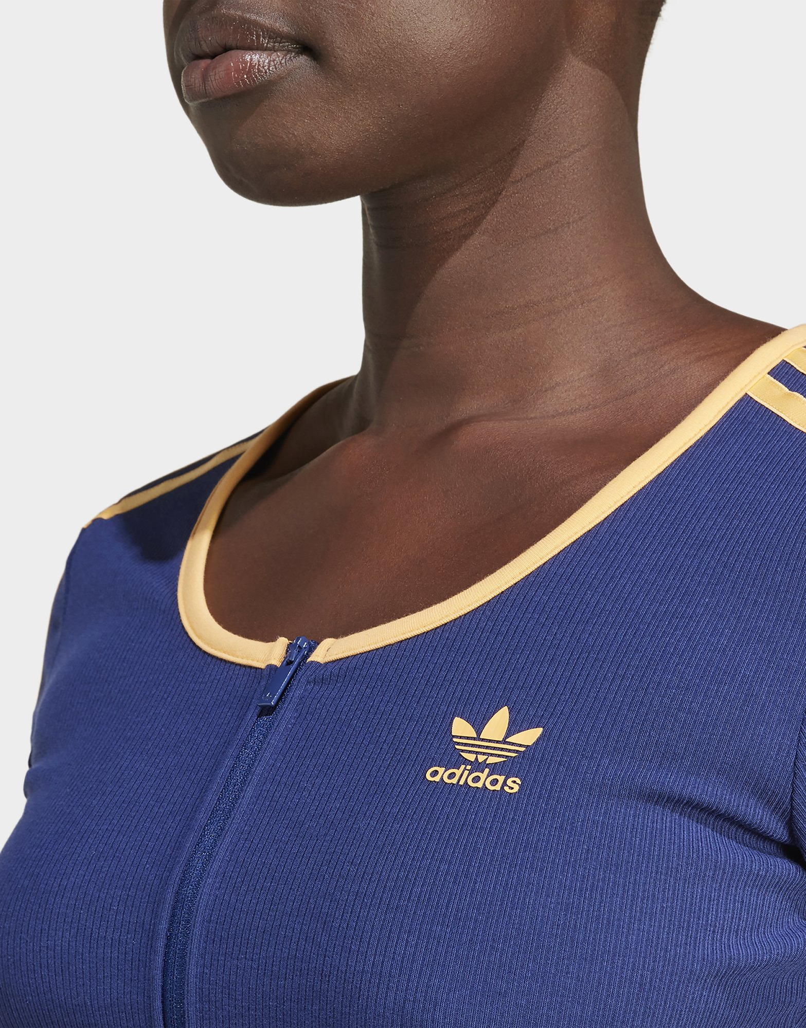 adidas Originals Haut zip intégral manches courtes côtelé adidas Originals