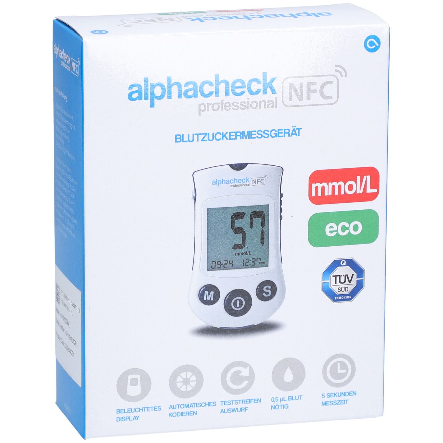 ALPHACHECK® professional Blutzuckermessgerät mmol/l eco