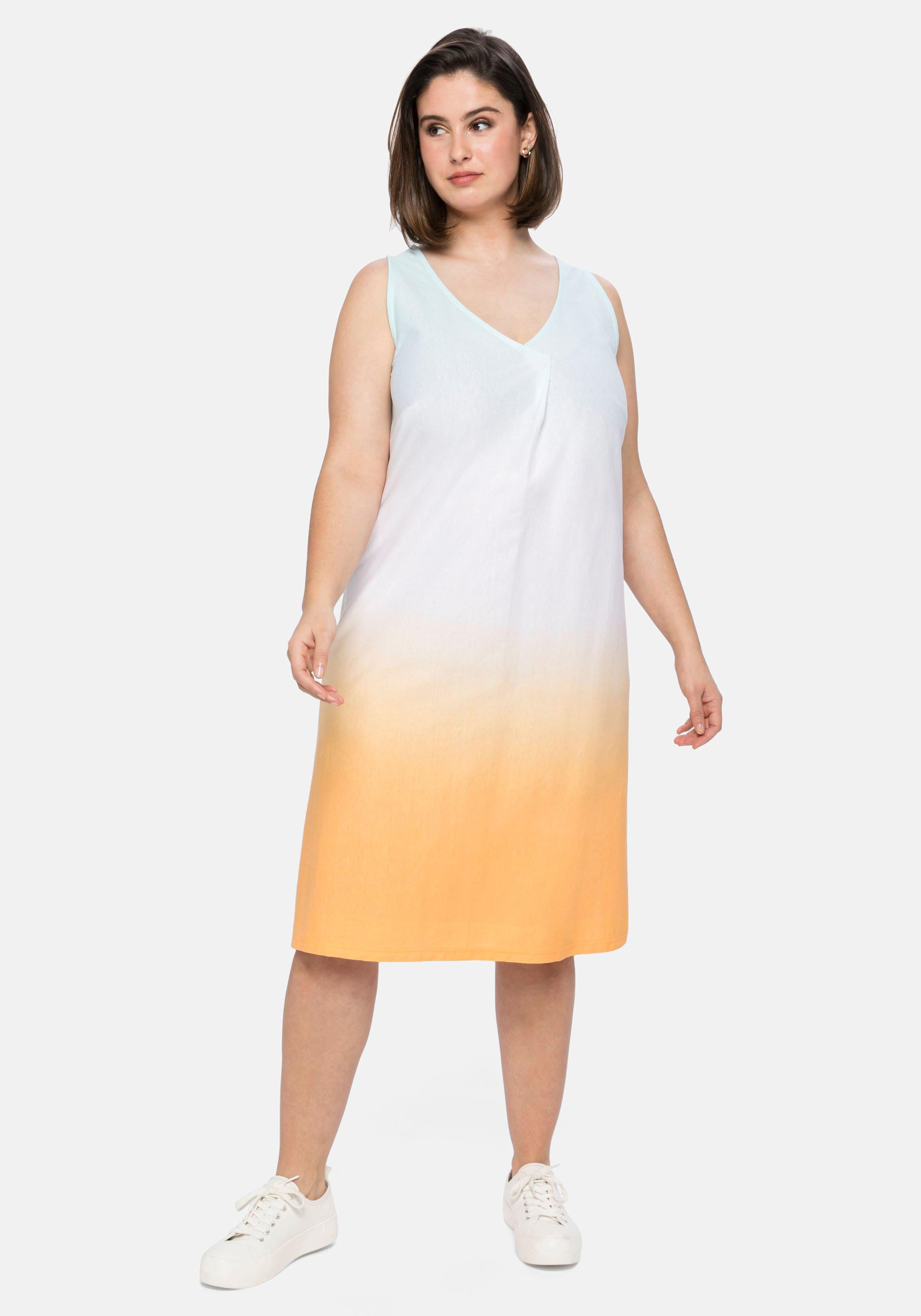 Ärmelloses Shirtkleid in Batik-Optik, in A-Linie