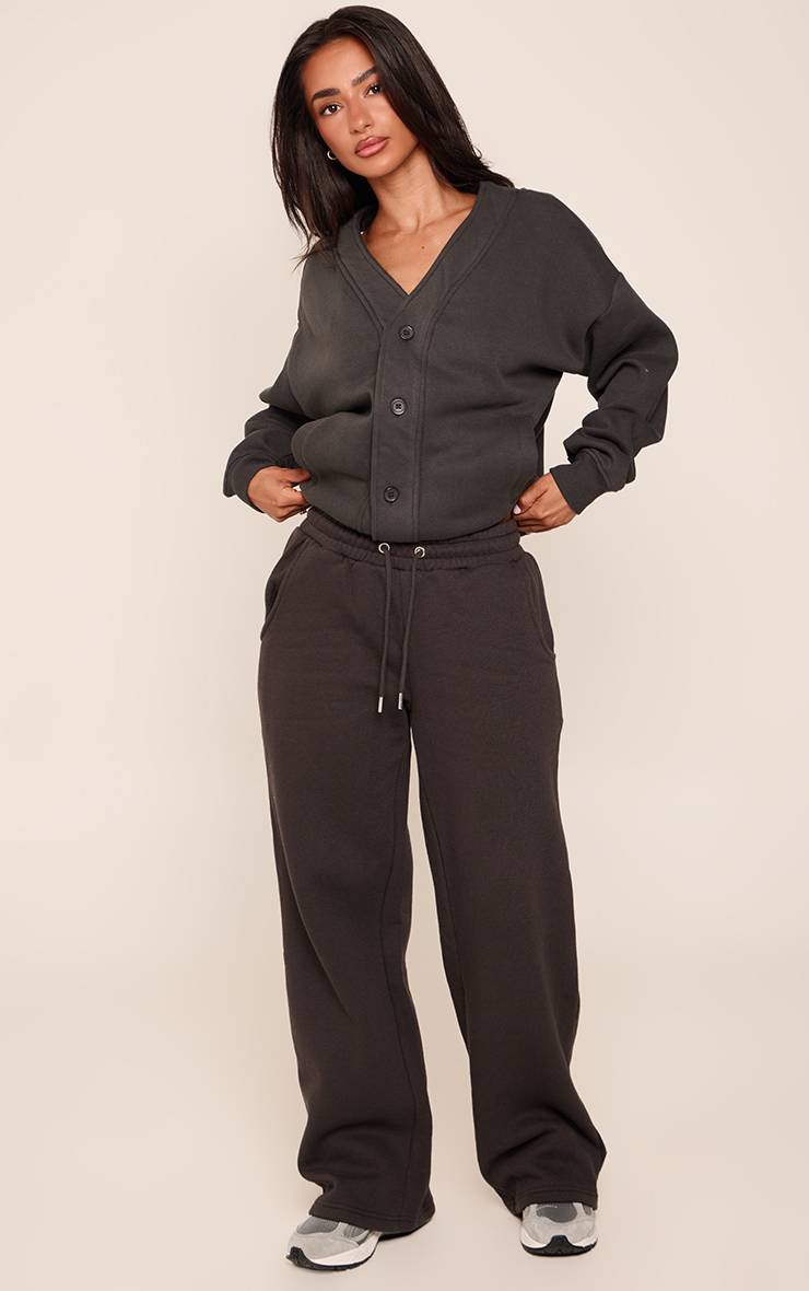 Charbon Jogging Petite Taille À Jambes Larges Avec Taille Élastiquée Et Cordon De Serrage