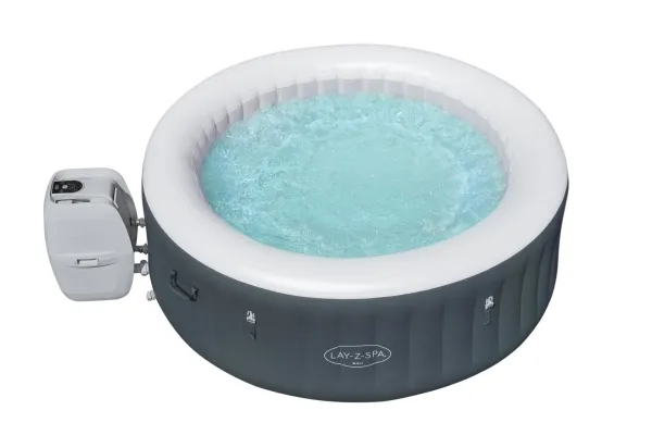 Bestway 60009, 669 L, 4 person(er), Rund, Boble/Jet massage, Acrylonitrilbutadienstyren, PVC, Grå, Hvid