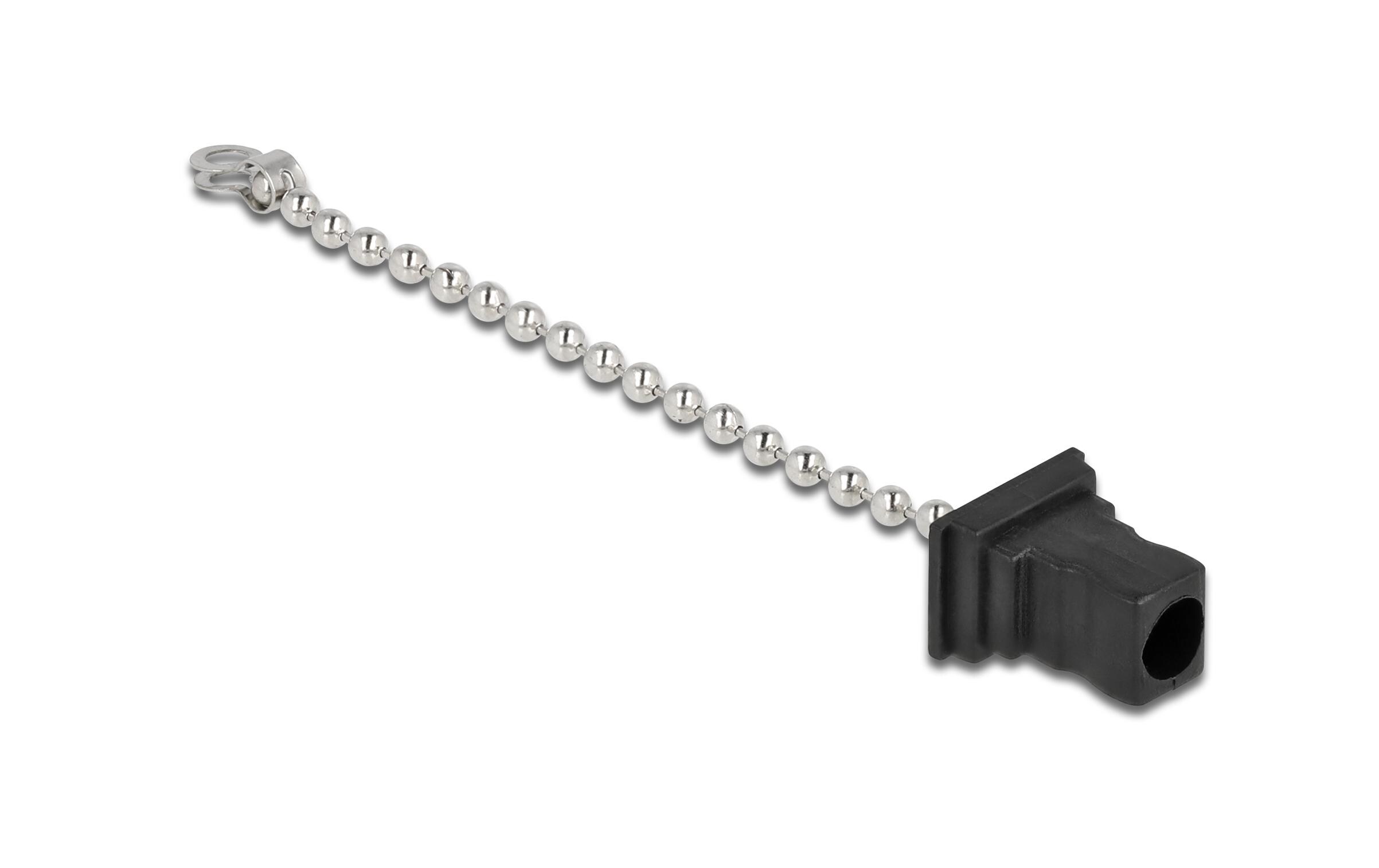 Staubschutz für SC Stecker mit Kette, 1 Stk, schwarzDelock LWL Staubschutzkappe mit Kette für SC Stecker schwarz