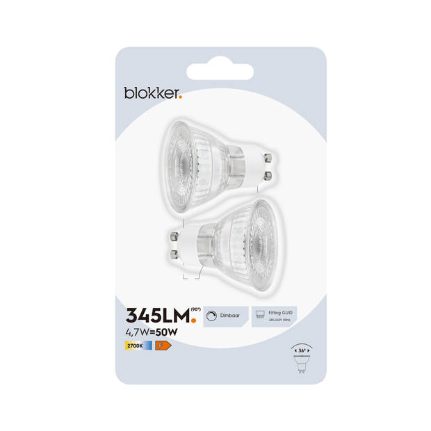 Blokker LED Spot - 50W - GU10 - Dimbaar - 2 stuks