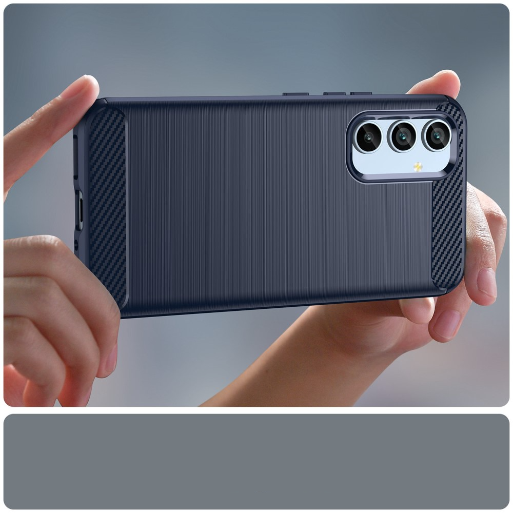 Samsung Galaxy A54 5G Gummi Case Schutzhülle im Carbon Look - Dunkelblau