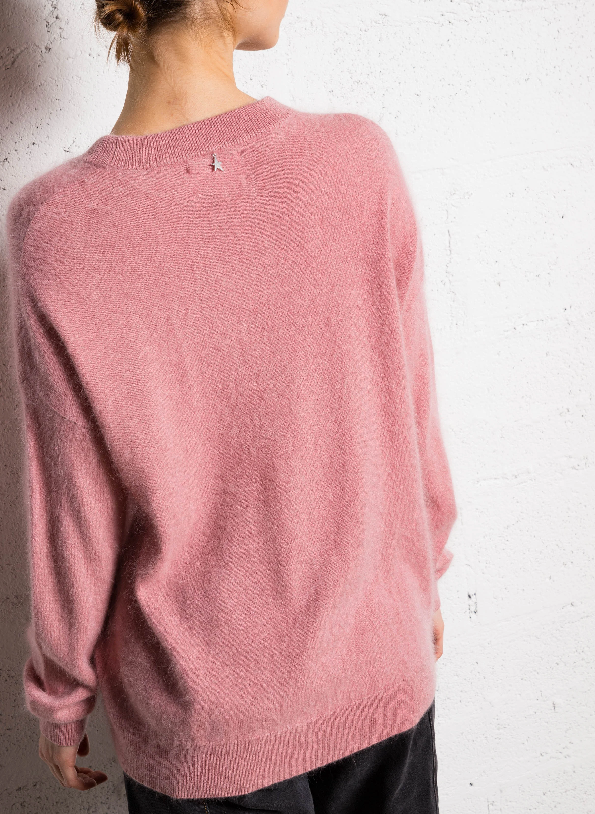MARINETTY - Pull droit en laine mélangé| Rose