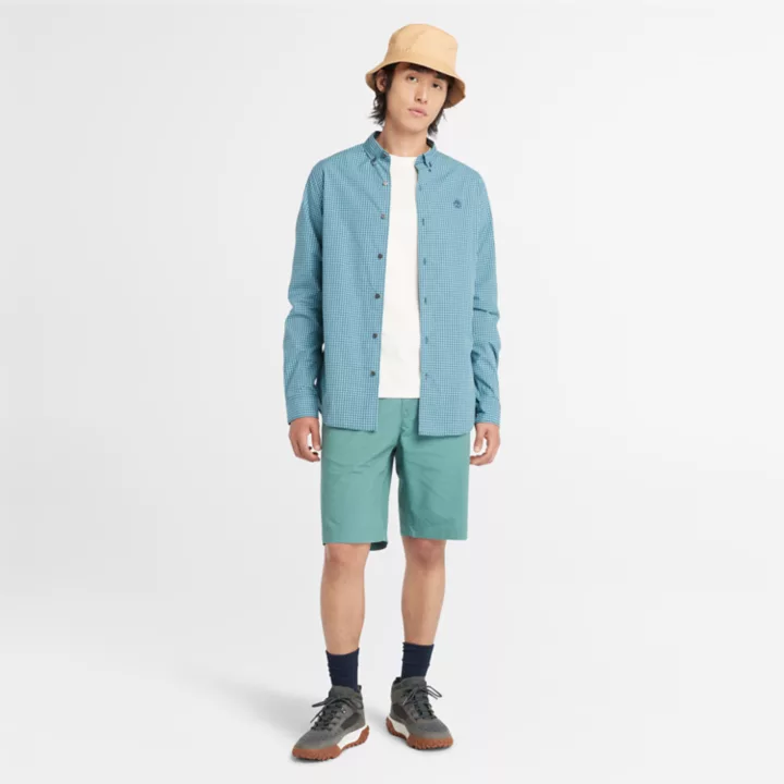 Chemise vichy en popeline pour homme en bleu
