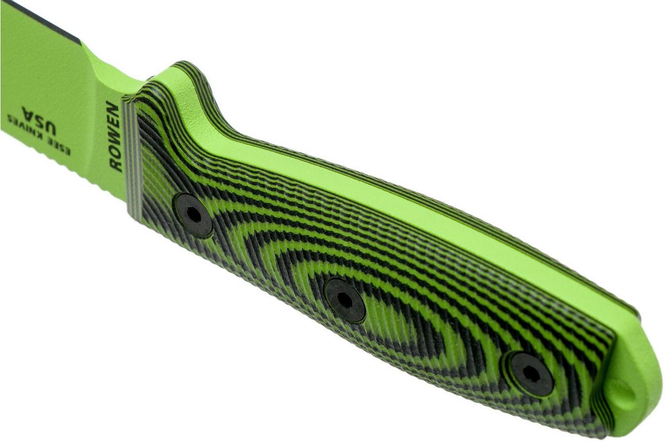 ESEE Model 4 Venom Green Blade 3D Neon Green-Black G10 survivalmes 4PVG-007 zwarte schede   riemclip