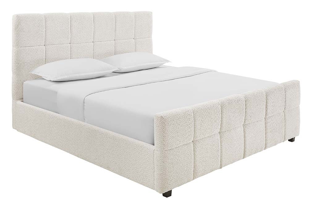 Modernes Boxbett PRESTIGE 160x200cm creme Bouclè mit Stauraum und Lattenrost