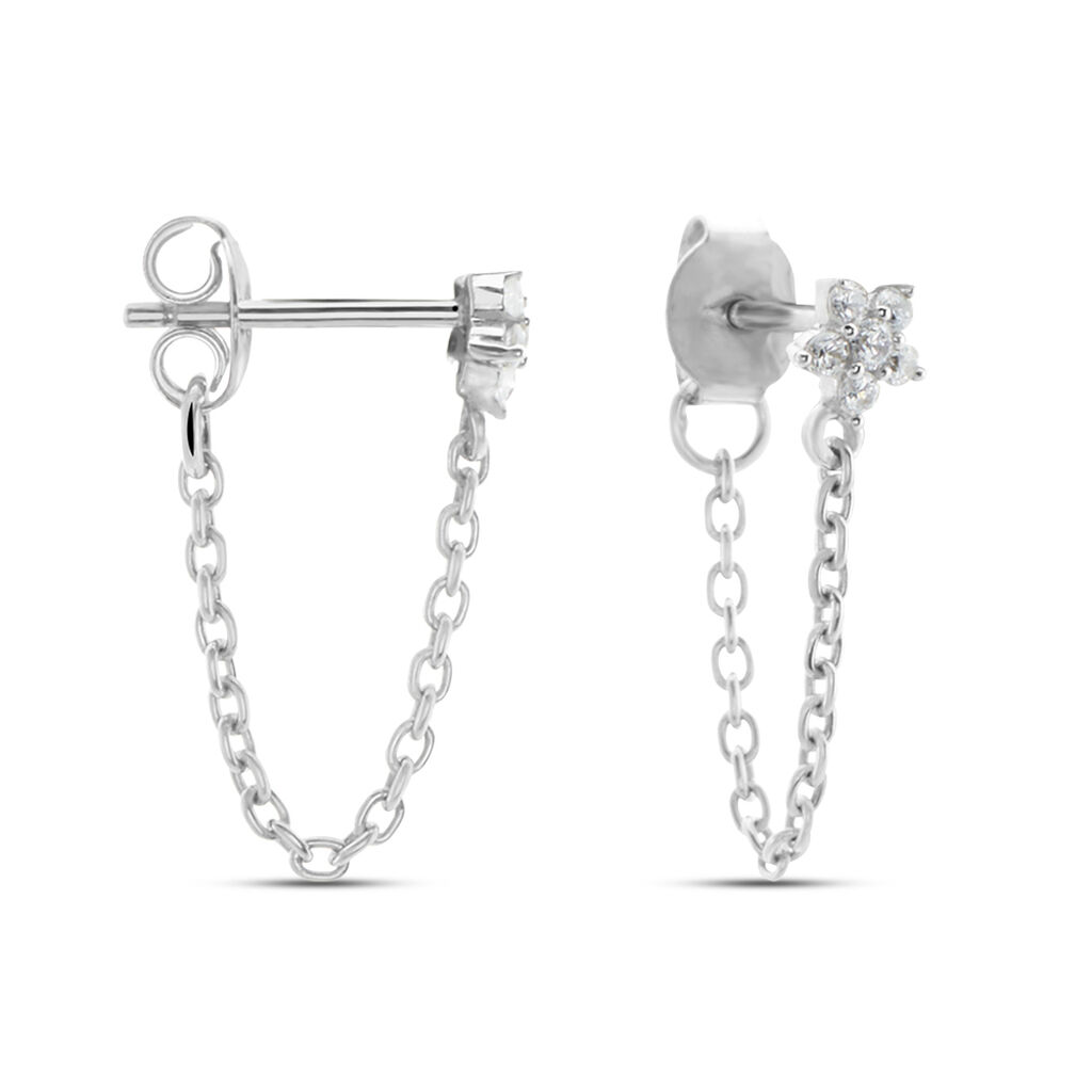 Boucles D'oreilles Pendantes Argent Blanc Tamako Oxydes De Zirconium