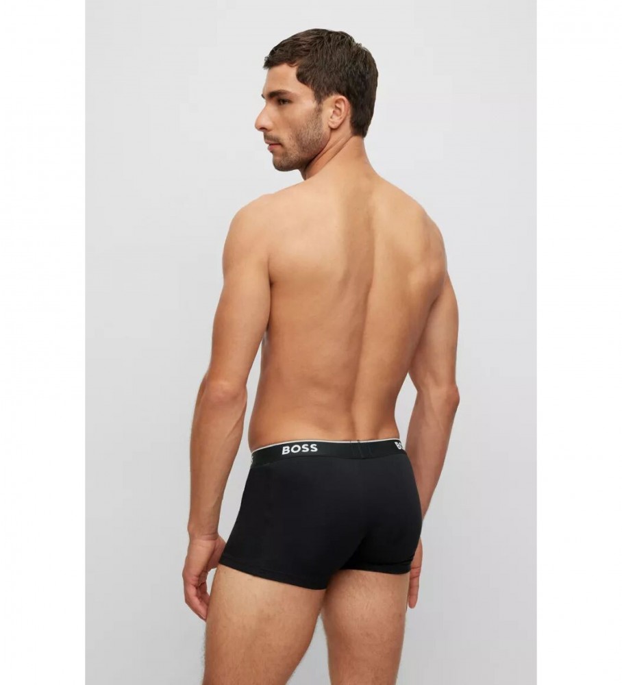 Pacote com 3 cuecas boxer BOSS: preta, cinza e branca.