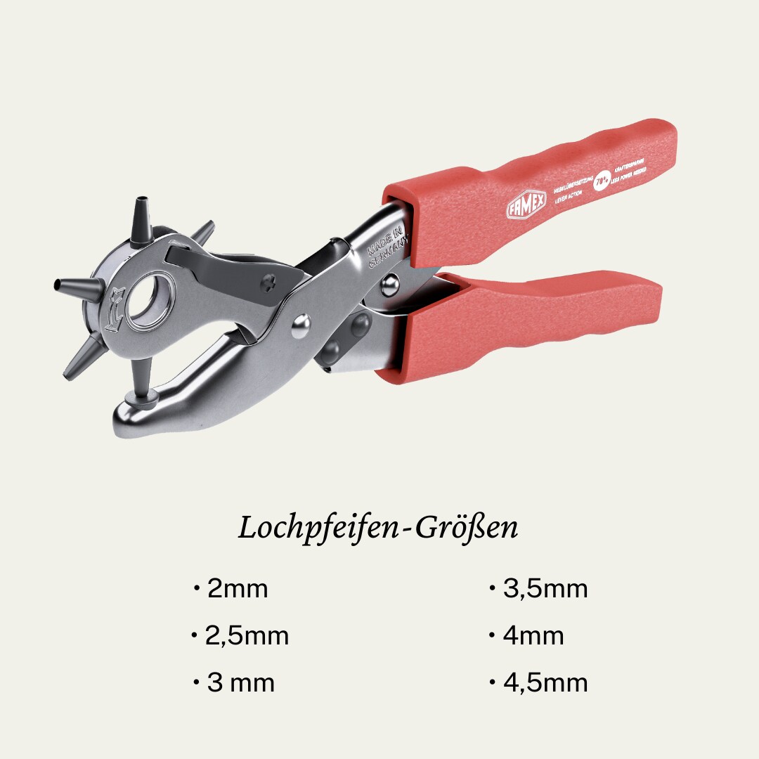 FAMEX 3519 Lochzange für Leder Revolverlochzange mit Hebelübersetzung Gürtel