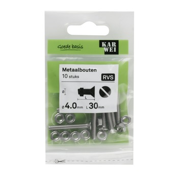 KARWEI metaalbout RVS 4x30 mm 10 stuks