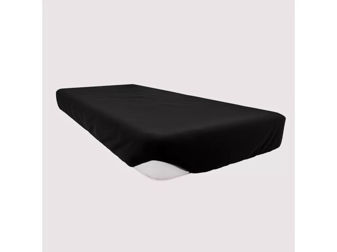 Drap housse en coton 160x200 cm JERSEY noir, par Soleil d'ocre