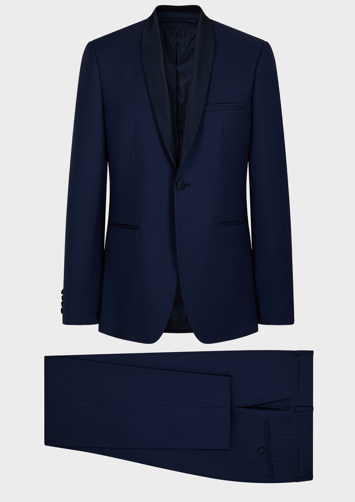 Smoking Slim en laine unie bleu indigo