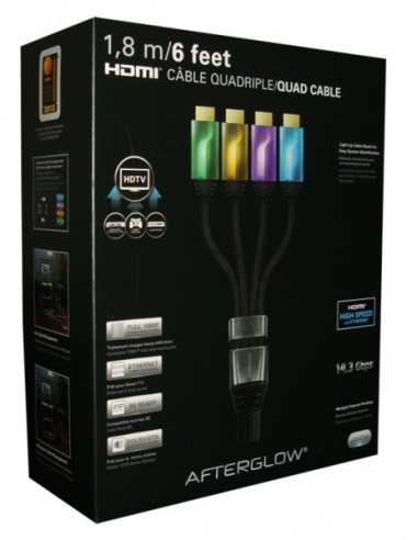 PDP Quad HDMI Cable 6' AfterGlow (Green/Gold/Lilac/Blue)