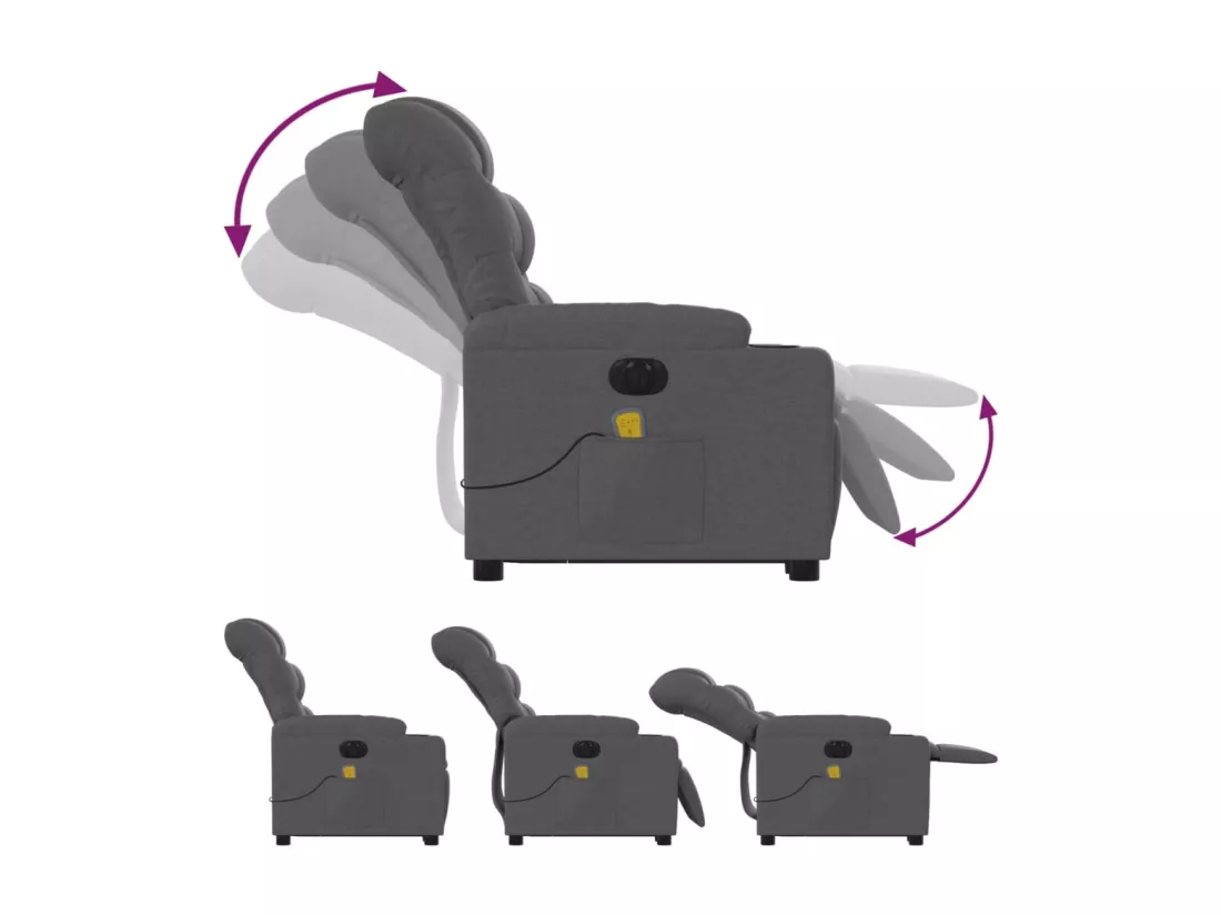 Fauteuil inclinable massant électrique Gris foncé Tissu