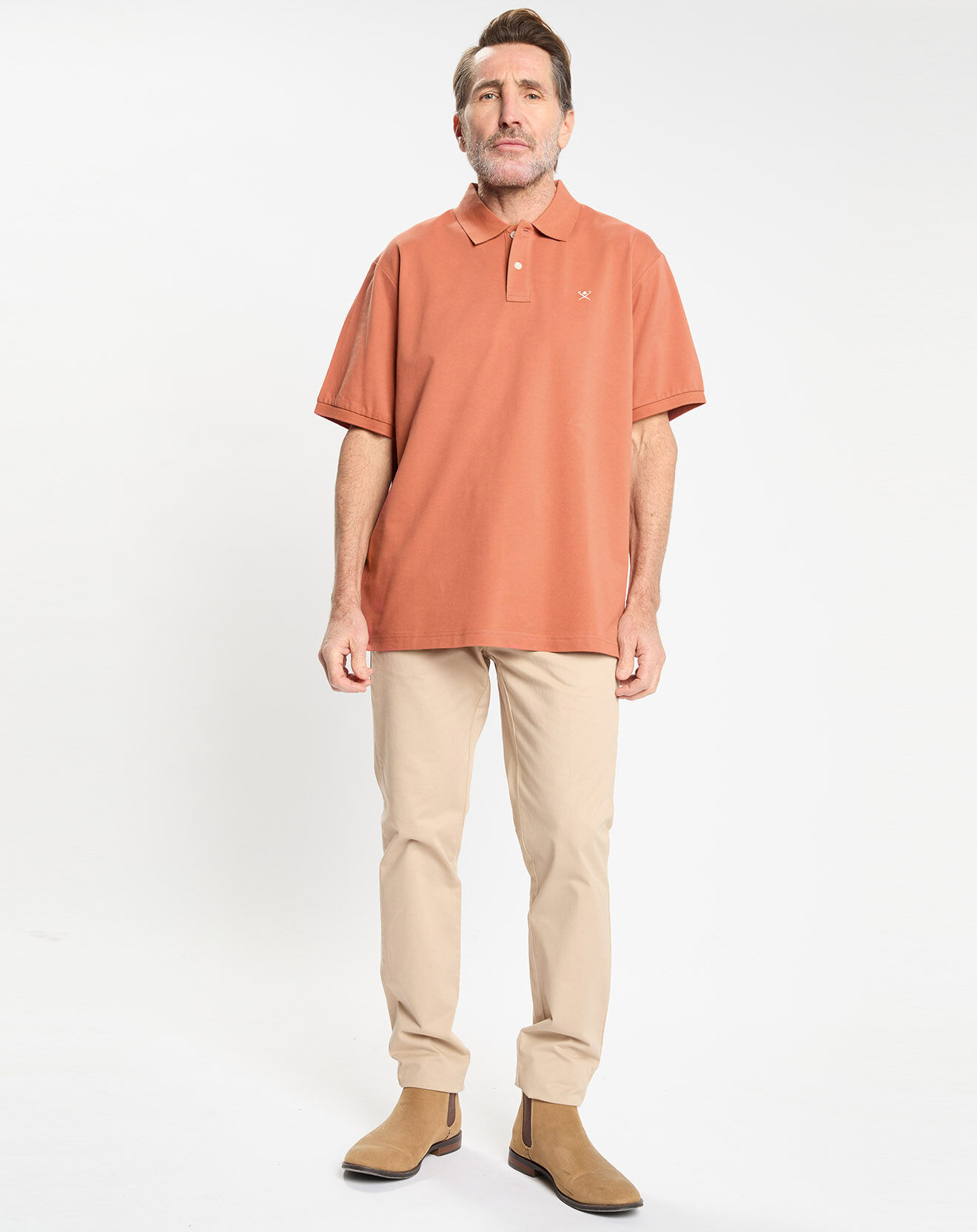 Hackett London Polo manches courtes uni piqué orange moyen
