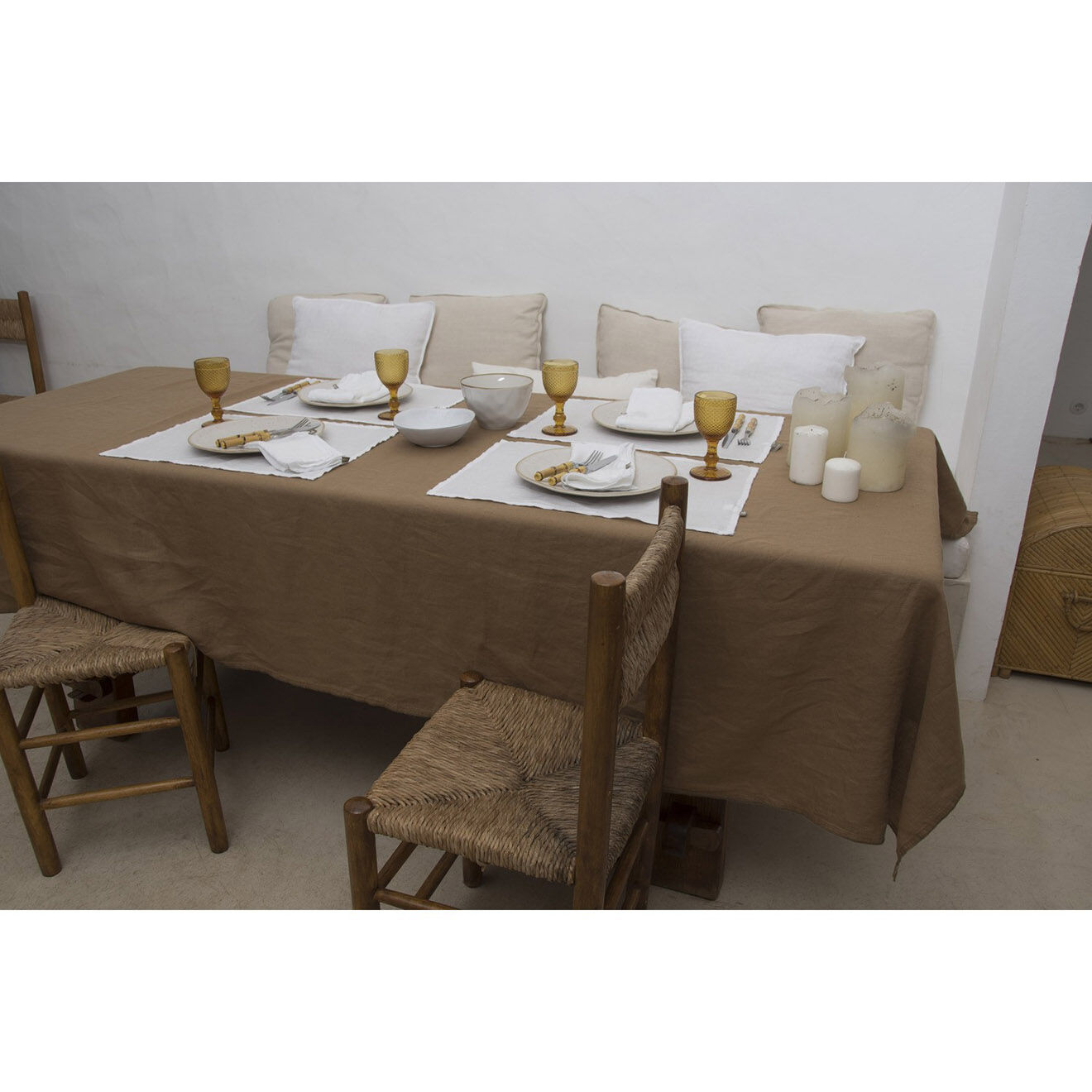 Febronie Nappe en Lin lavé Hortense caramel