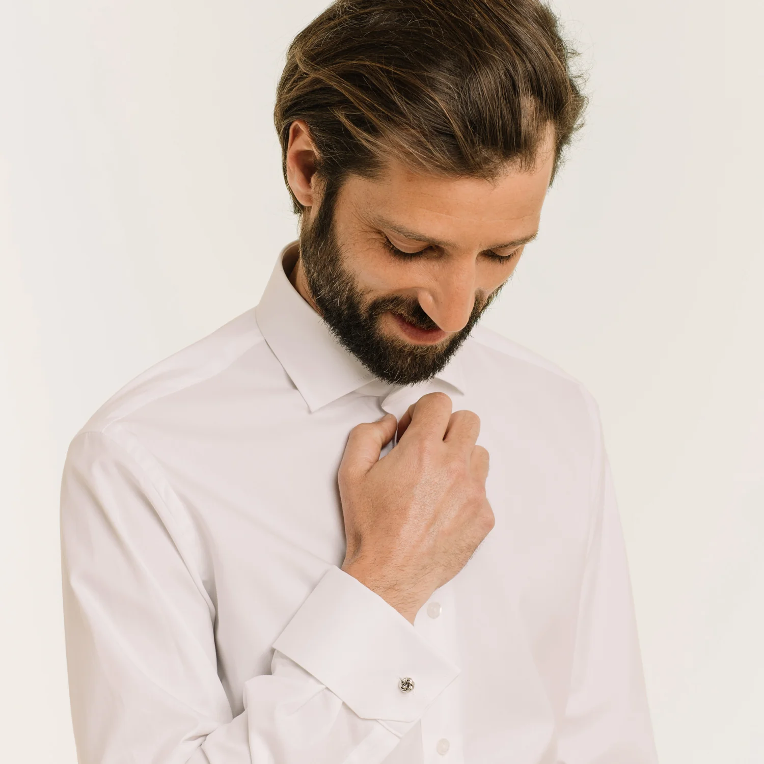 White double-twisted Oxford shirt with French cuffs