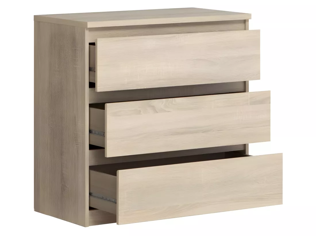 Commode CHELSEA 3 Tiroirs - Couleur chene - L 77,2 x P 42 x H 79,9 cm