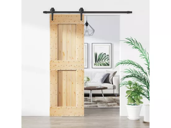 Porte coulissante et kit de quincaillerie 70x210 cm pin massif