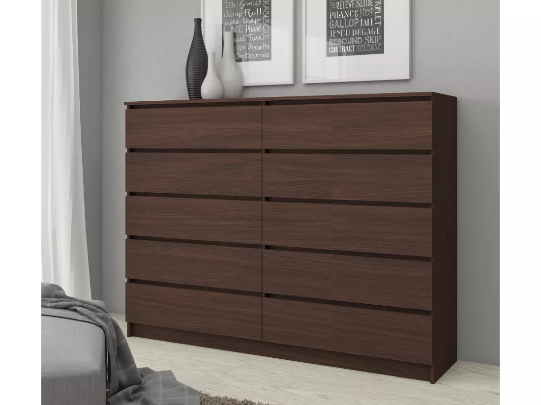 Commode AKORD K140 Wengé 138 cm 10 tiroirs façade Wengé 138x40x121 cm