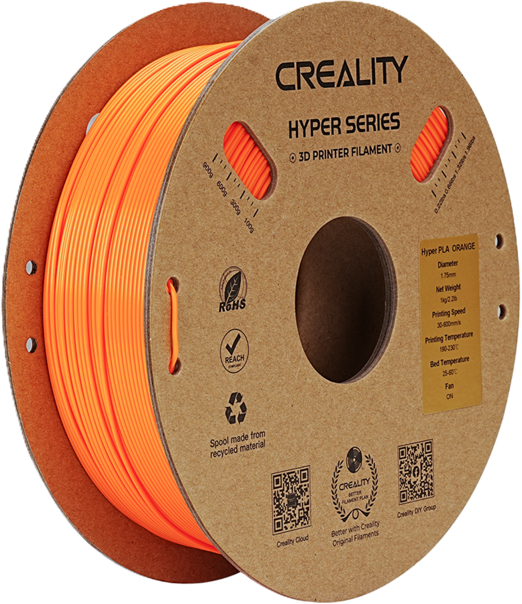 Creality  Hyper PLA Orange, 1,75 mm / 1000 g    High Speed PLA-Filament für 10x schnelleres Drucken