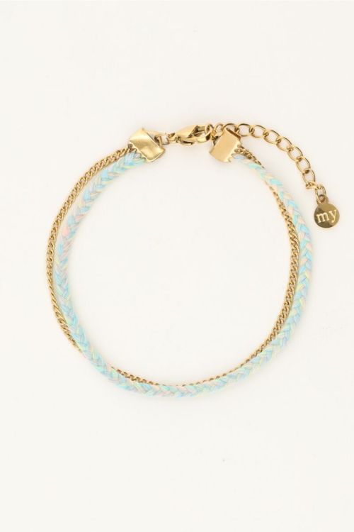 Dubbele armband met schakel en touw