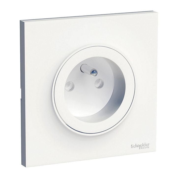 Prise avec terre complète Schneider Electric Odace blanc, lot de 5