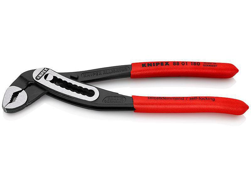 Knipex Wasserpumpenzange Alligator 180 mm Schwarz atramentierte Rohr- Wasserpumpenzange