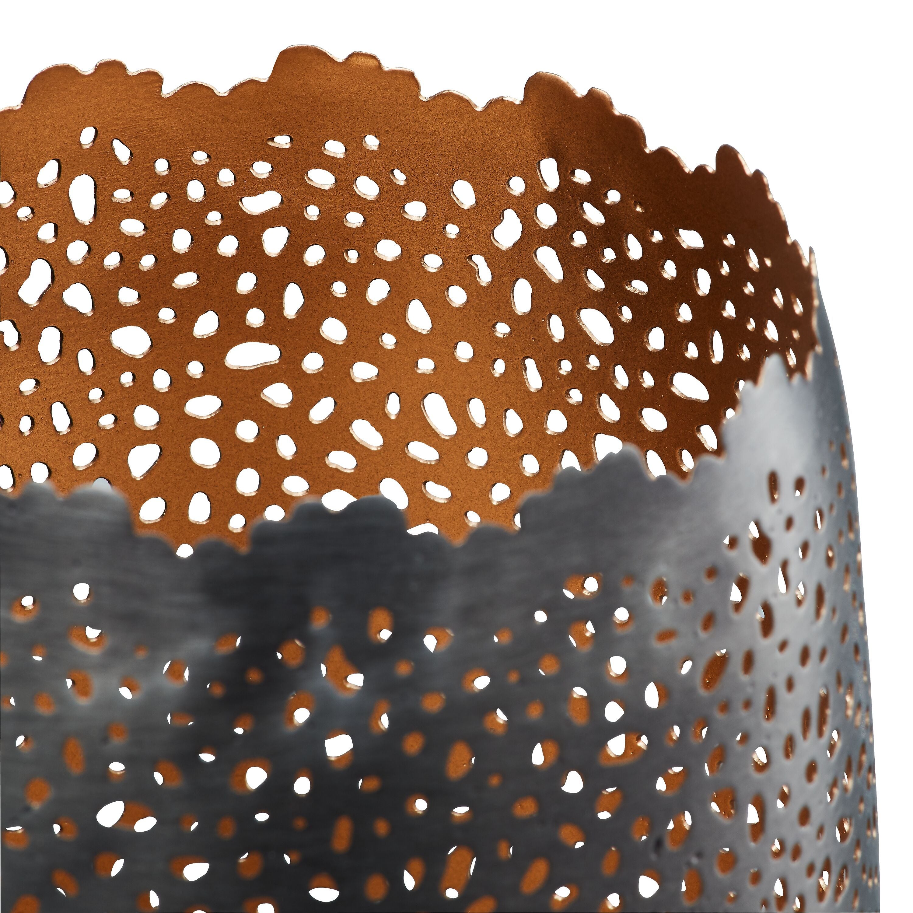BENI Windlicht - Bronze, Gold, Grau / Silber / B: 11.0 cm x T: 11.0 cm x H: 11.0 cm