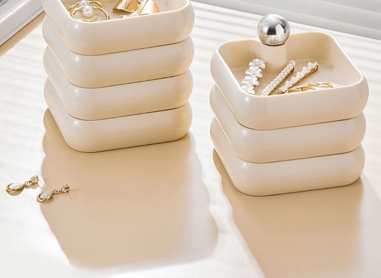 Home Flora - Effen gelaagde plastic sieradendoos (verschillende ontwerpen)