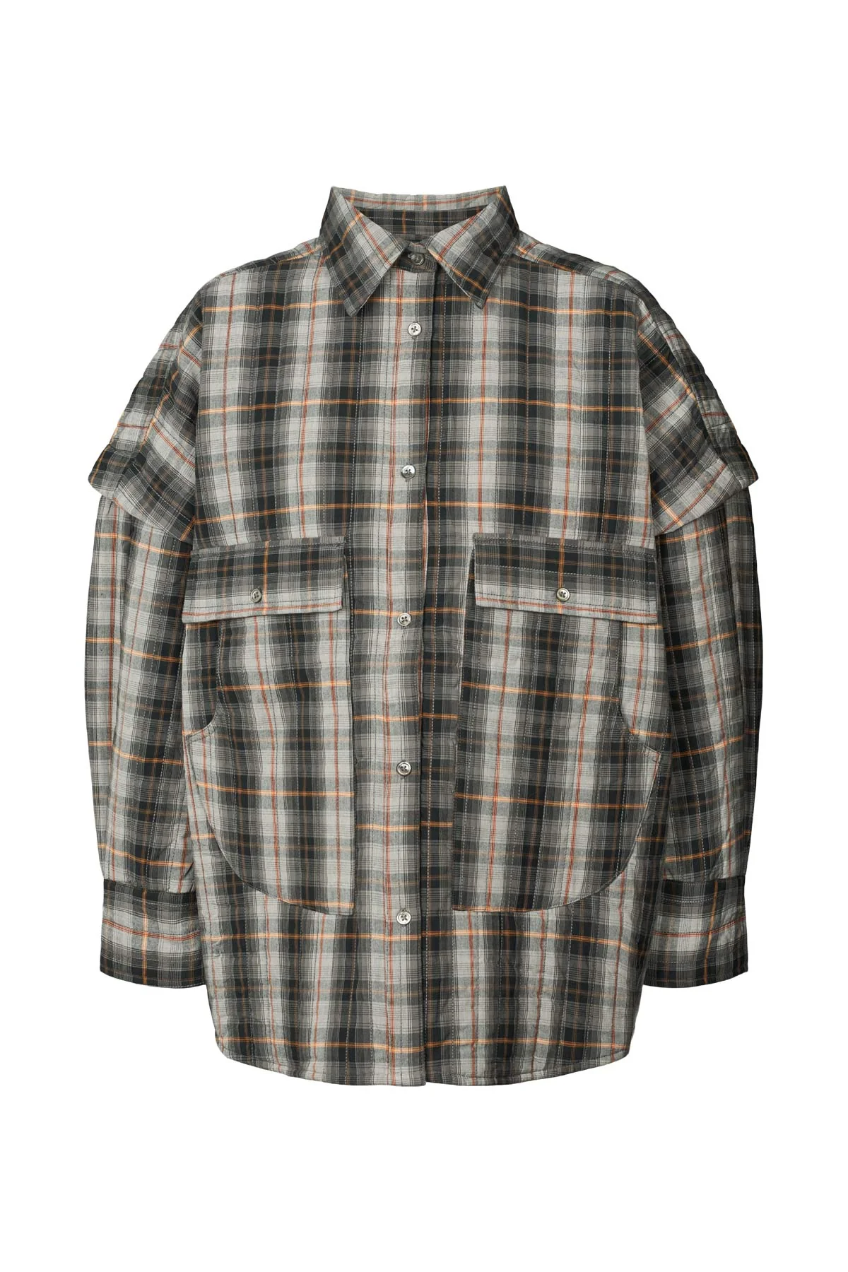 Rabens Saloner  Sevara Check shirting padded jakke - Grey check
