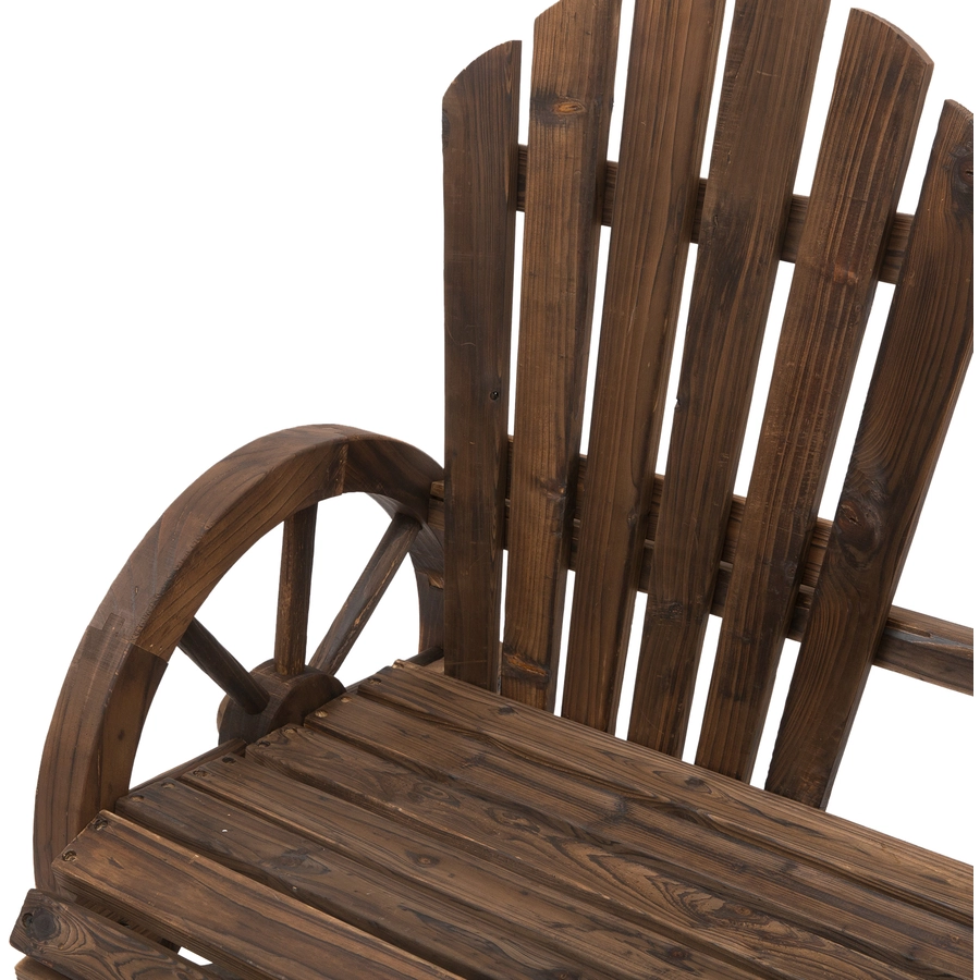 Outsunny Gartenbank im Wagenrad-Design dunkelbraun