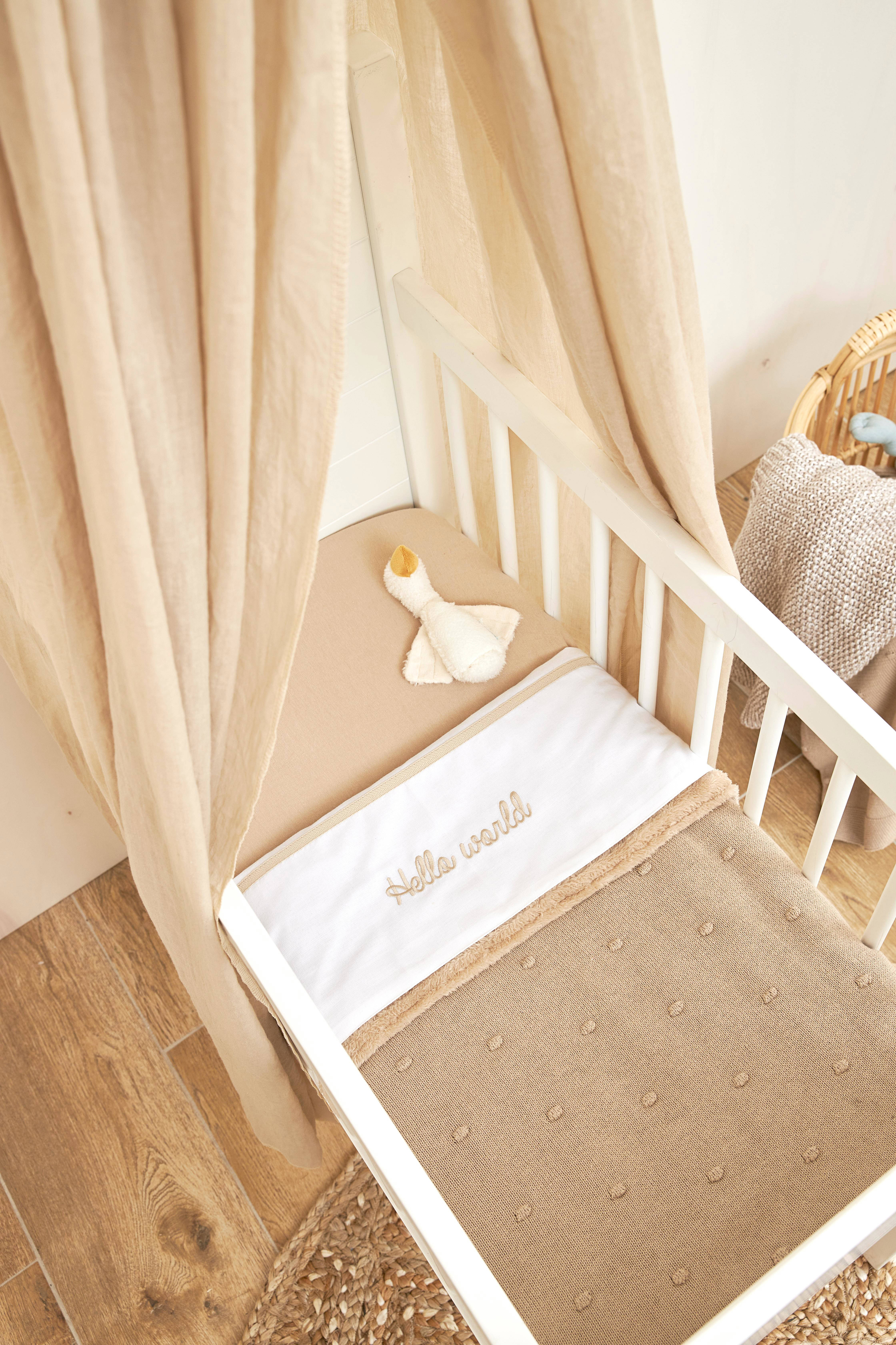 Meyco baby ledikantlaken Hello World 100x150 cm Sand