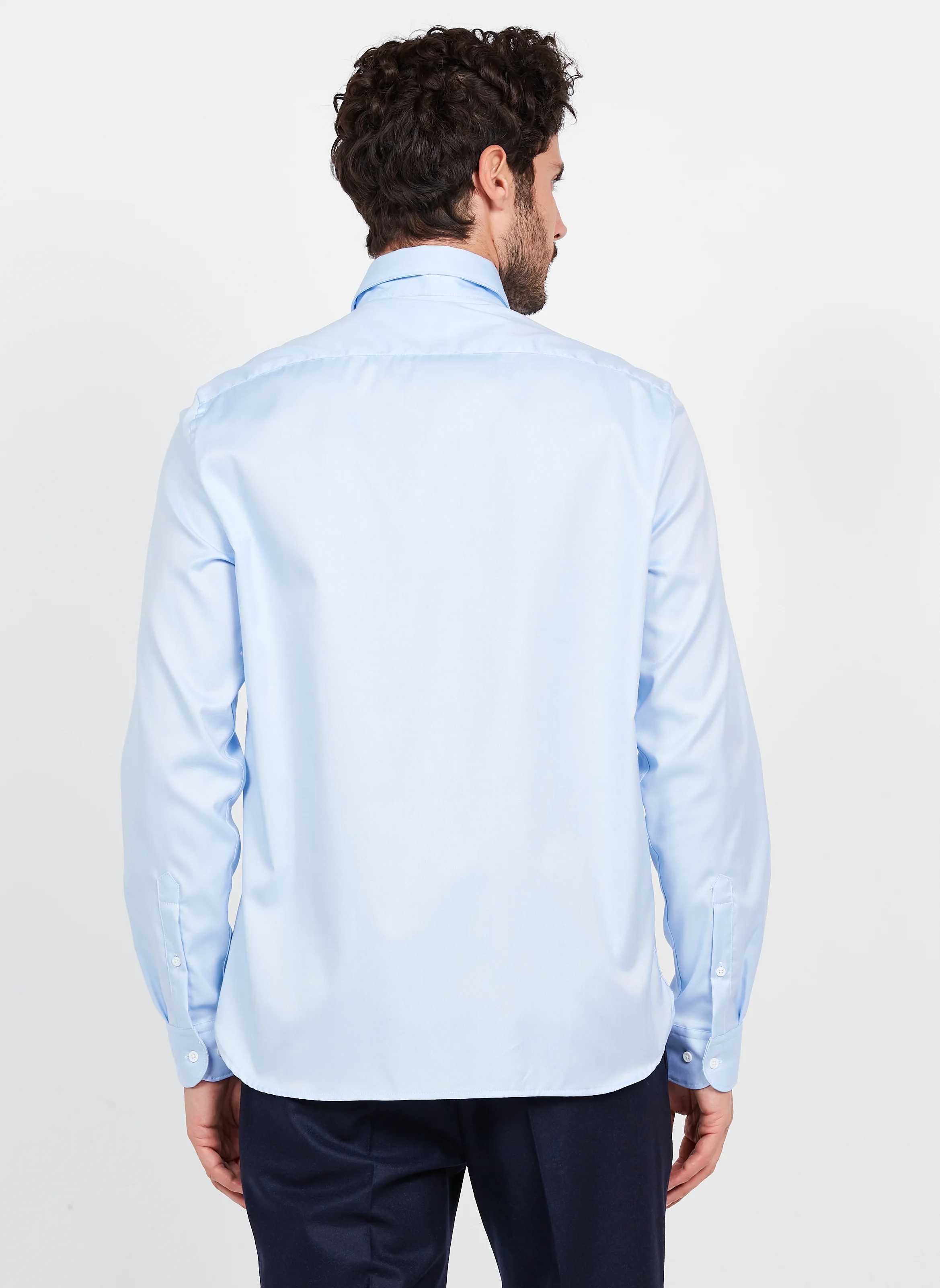 Chemise droite en coton oxford uni | Bleu