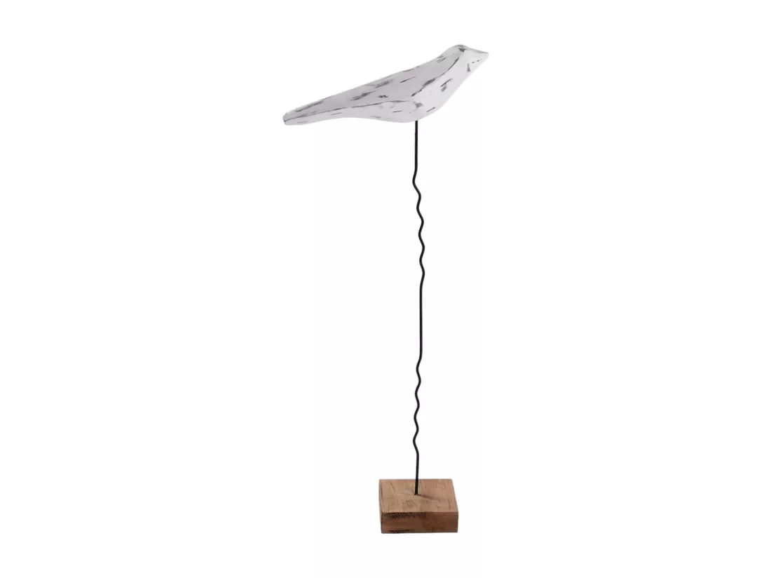 SCULPTURE VOGEL Kikki 56 Socle en bois de mangue blanc-nature