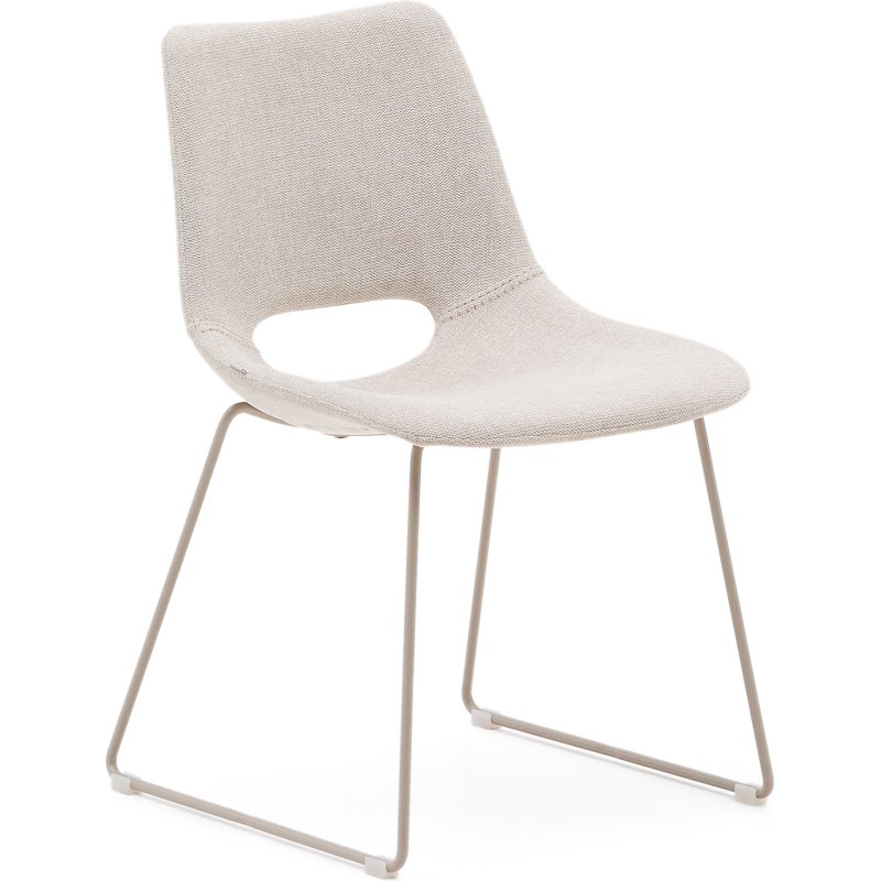Chaise Zahara beige et pieds en acier beige