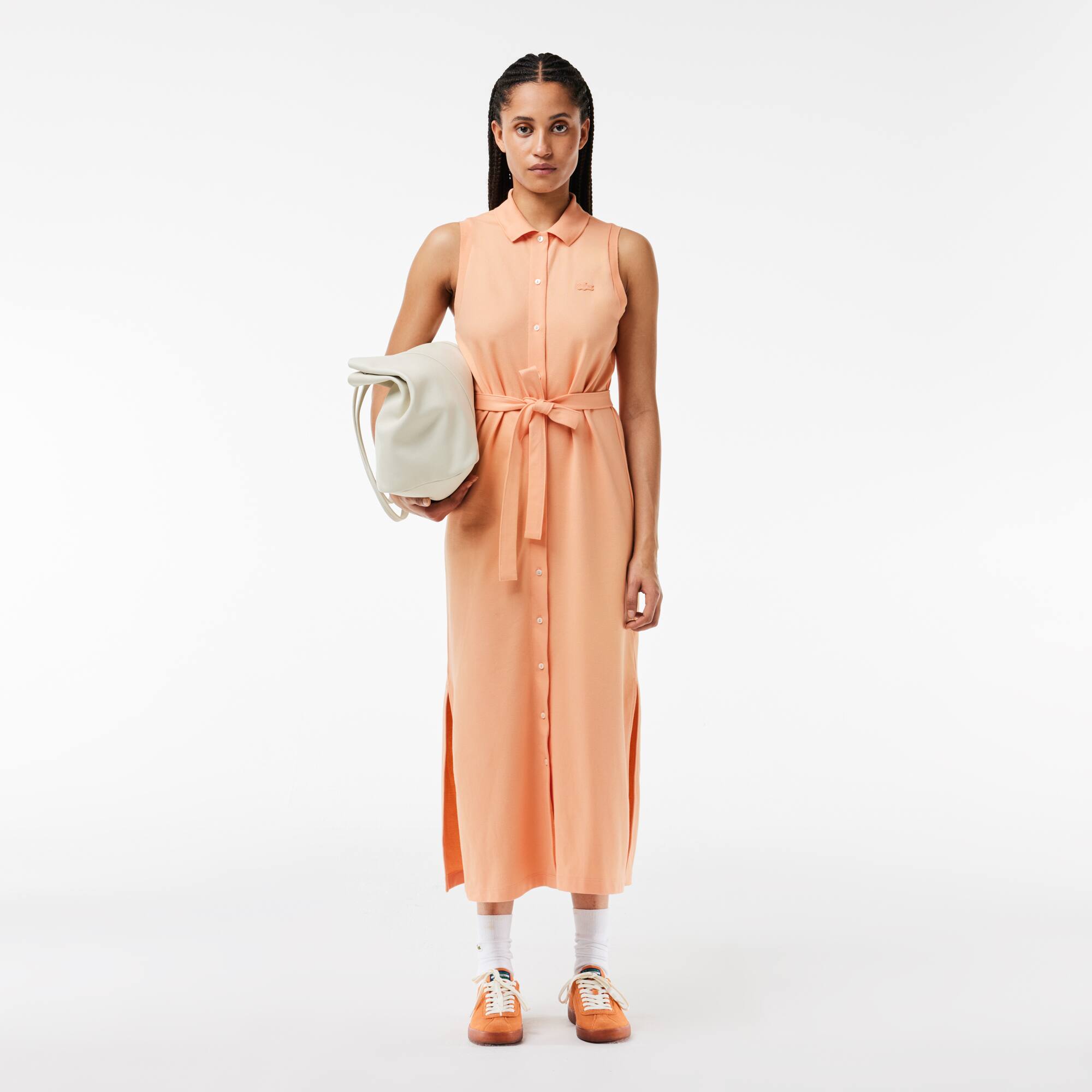 Damen Polokleid aus Stretch-Baumwoll-Piqué Kleider & Röcke - Orange - Lacoste - Damen