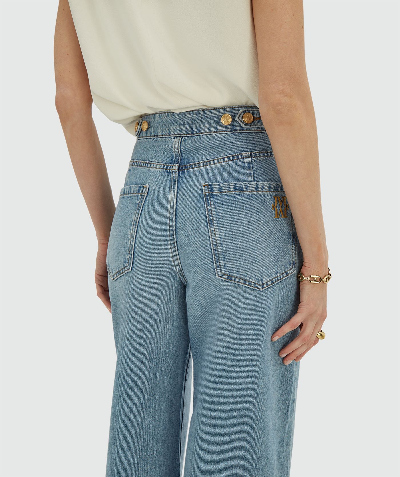 JV-RUMO high waisted wide leg jeans - light blue denim
