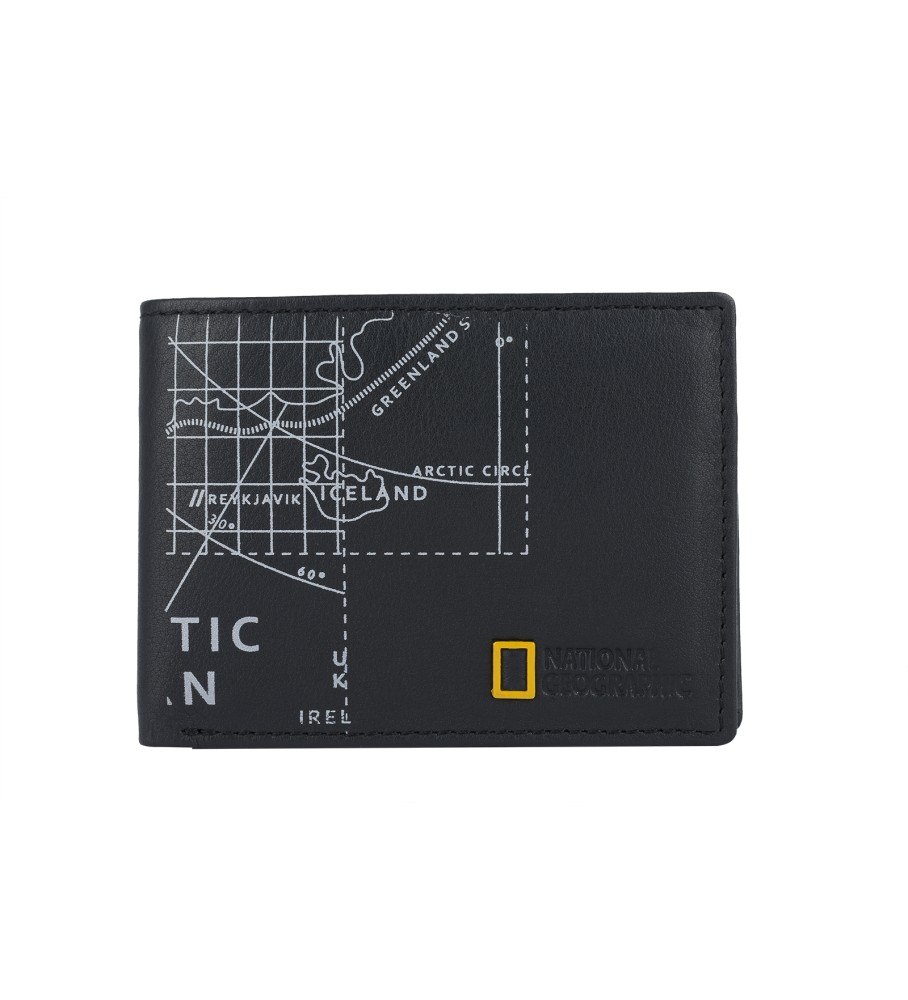 Carteira National Geographic em couro preto ártico - 2 x 10,5 x 8 cm -