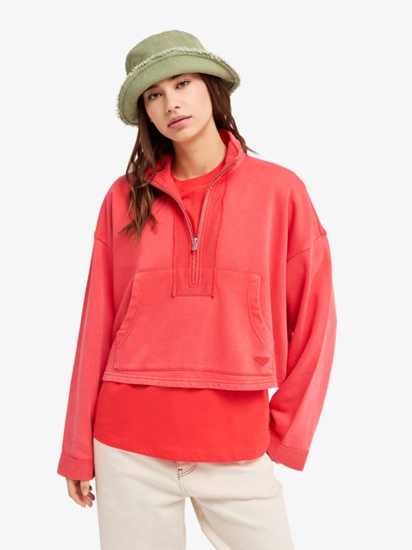 Stars Catcher Sweat à capuche demi-zip Rouge Femme
