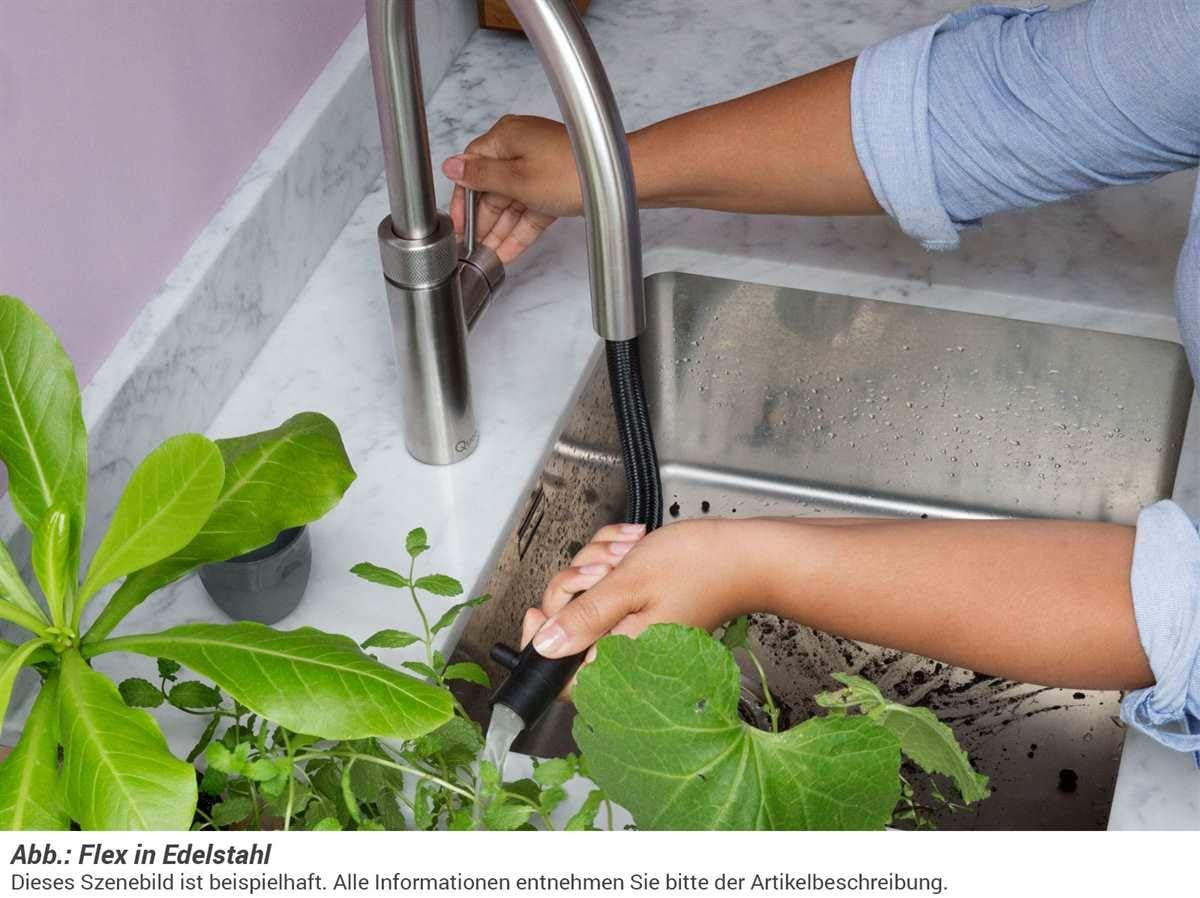 Quooker COMBI+ 2.2 E & CUBE | Flex CHR (verchromt glänzend) Kochend-Wasserhahn