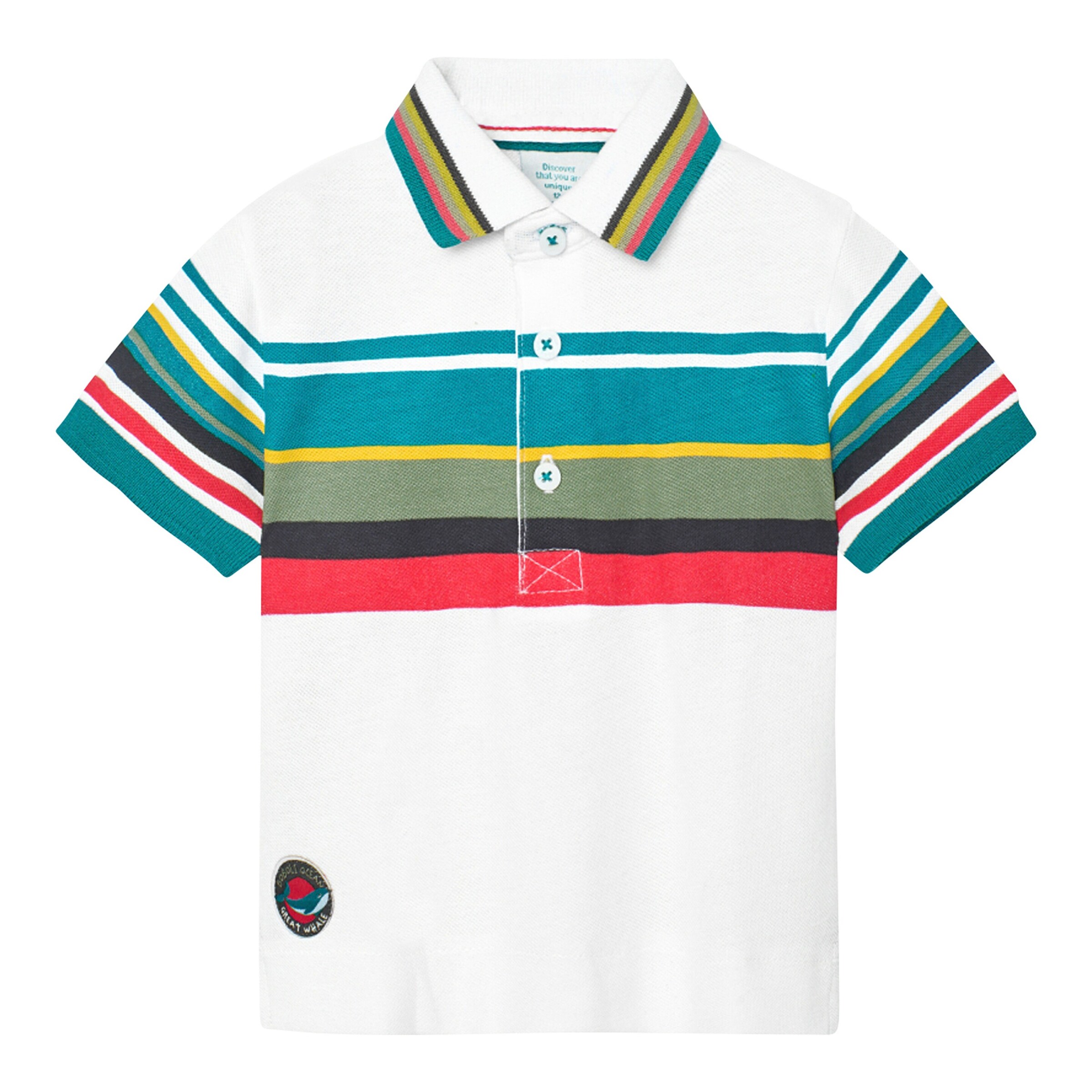 BOBOLI Polo-T-Shirt Streifen Piqué natur/bunt