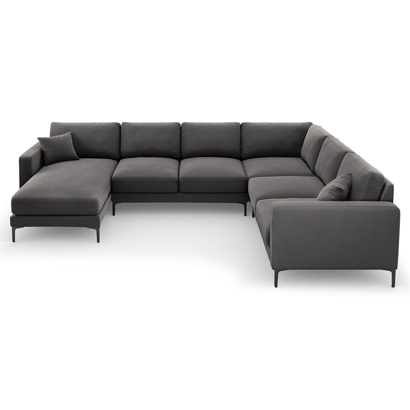 Mazzini Sofas Canapé Panoramique droit Velours Venus 6 Places gris - 326x236x90 cm